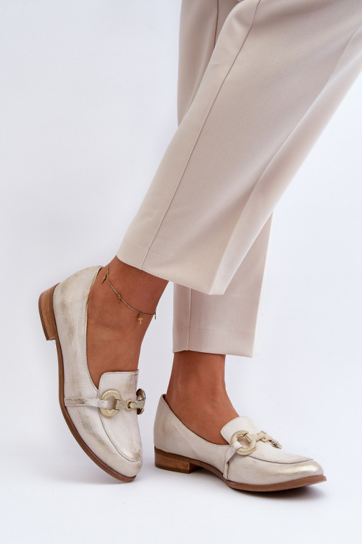 Zazoo 2880 Femenino Mocasines Piel con adornos color dorado