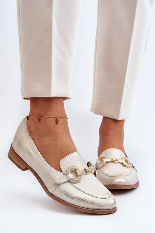 Zazoo 2880 Femenino Mocasines Piel con adornos color dorado