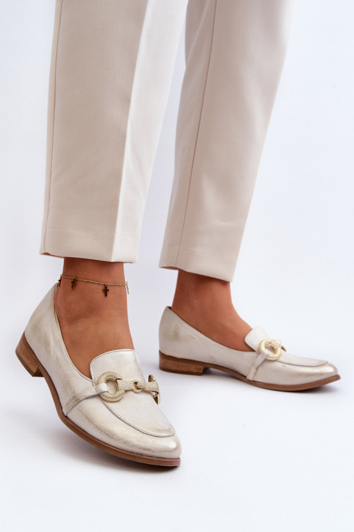 Zazoo 2880 Femenino Mocasines Piel con adornos color dorado