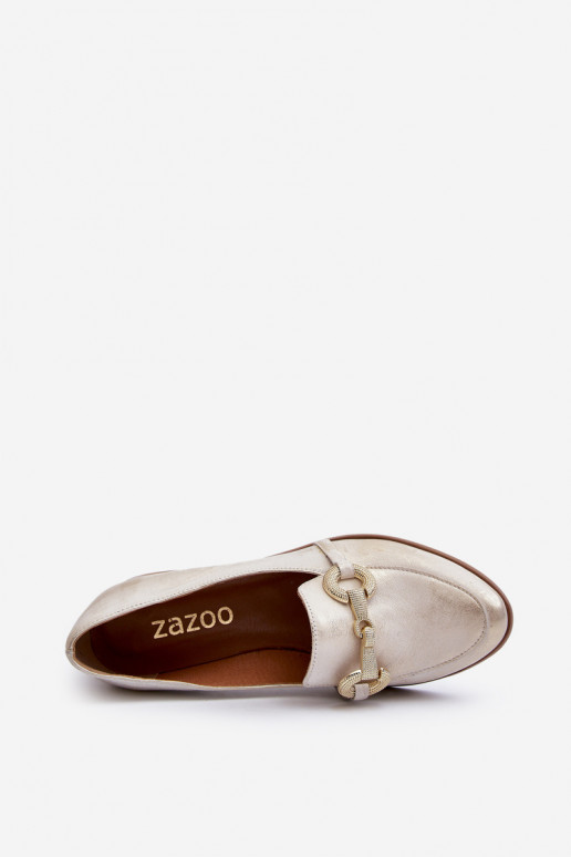 Zazoo 2880 Femenino Mocasines Piel con adornos color dorado