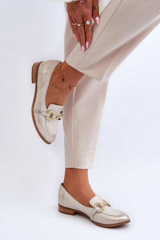 Zazoo 2880 Femenino Mocasines Piel con adornos color dorado