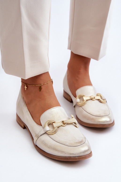 Zazoo 2880 Femenino Mocasines Piel con adornos color dorado