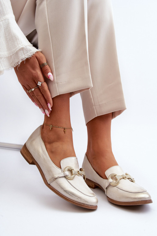 Zazoo 2880 Femenino Mocasines Piel con adornos color dorado