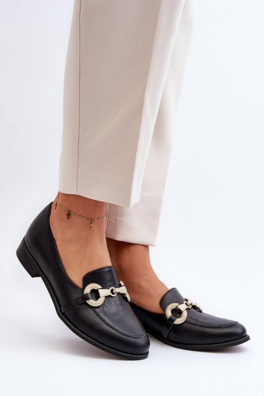 Zazoo 2880 Femenino Mocasines Piel con adornos de color negro