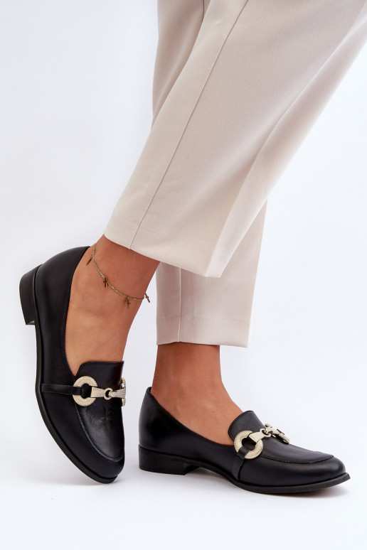 Zazoo 2880 Femenino Mocasines Piel con adornos de color negro