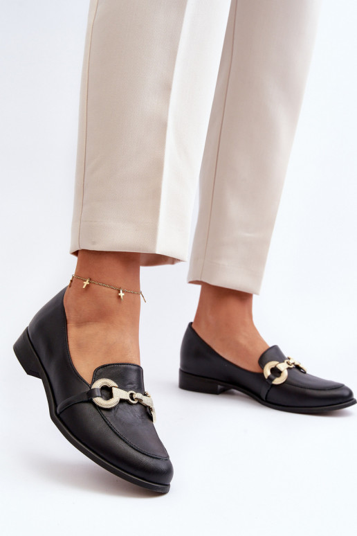 Zazoo 2880 Femenino Mocasines Piel con adornos de color negro