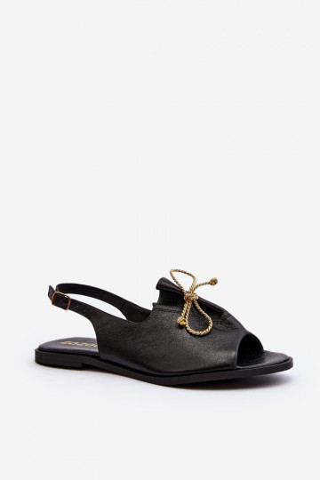 Zazoo 2898 Piel Sandalias planas de color negro