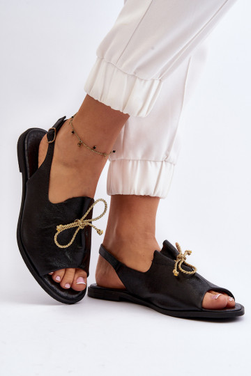 Zazoo 2898 Piel Sandalias planas de color negro 2