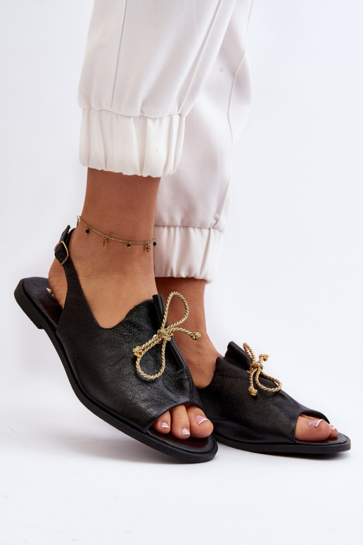 Zazoo 2898 Piel Sandalias planas de color negro Zazoo 2898 Piel Sandalias planas de color negro