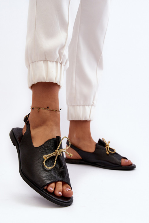 Zazoo 2898 Piel Sandalias planas de color negro Zazoo 2898 Piel Sandalias planas de color negro