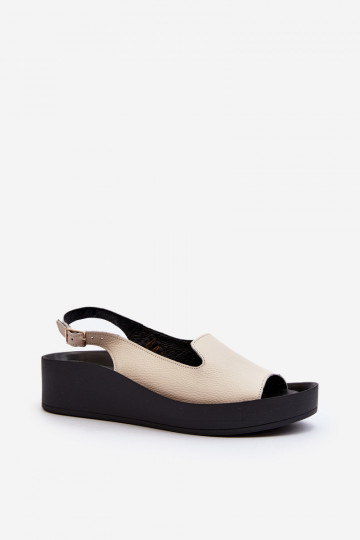 Zazoo 2893 sandalias de cuero para mujer con suela gruesa, color marfil