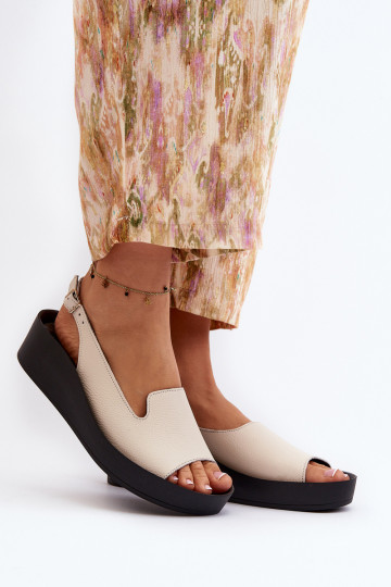 Zazoo 2893 sandalias de cuero para mujer con suela gruesa, color marfil 2