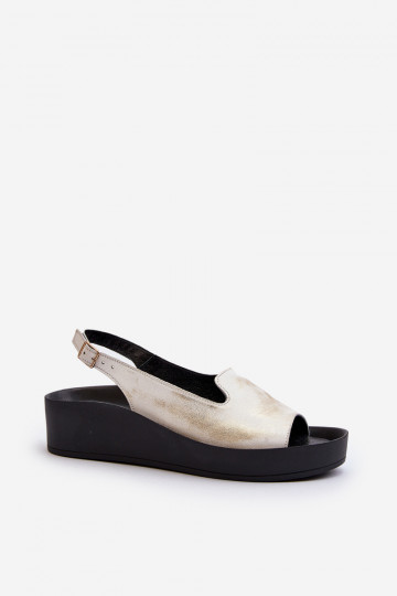 Zazoo 2893 sandalias de cuero para mujer con suela gruesa, color dorado envejecido