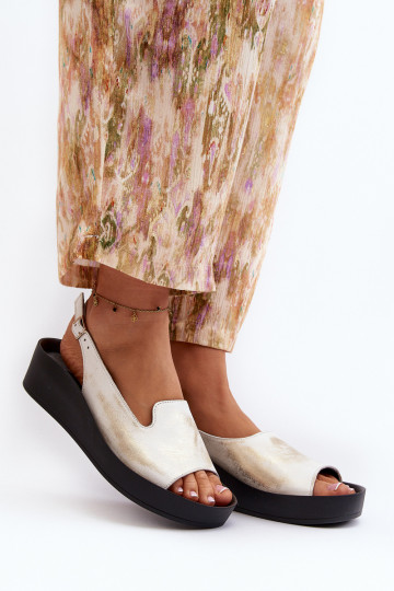 Zazoo 2893 sandalias de cuero para mujer con suela gruesa, color dorado envejecido 2