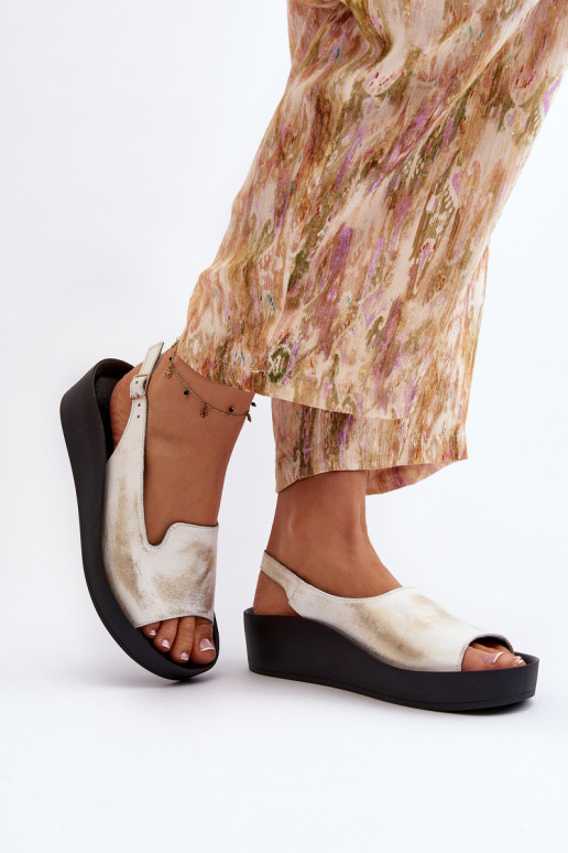 Zazoo 2893 Sandalias de mujer Piel na Gruesoj PodeszAie color dorado Przecierany Zazoo 2893 Sandalias de mujer Piel na Gruesoj PodeszAie color dorado Przecierany