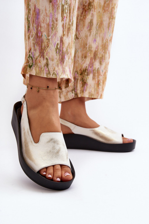 Zazoo 2893 Sandalias de mujer Piel na Gruesoj PodeszAie color dorado Przecierany Zazoo 2893 Sandalias de mujer Piel na Gruesoj PodeszAie color dorado Przecierany