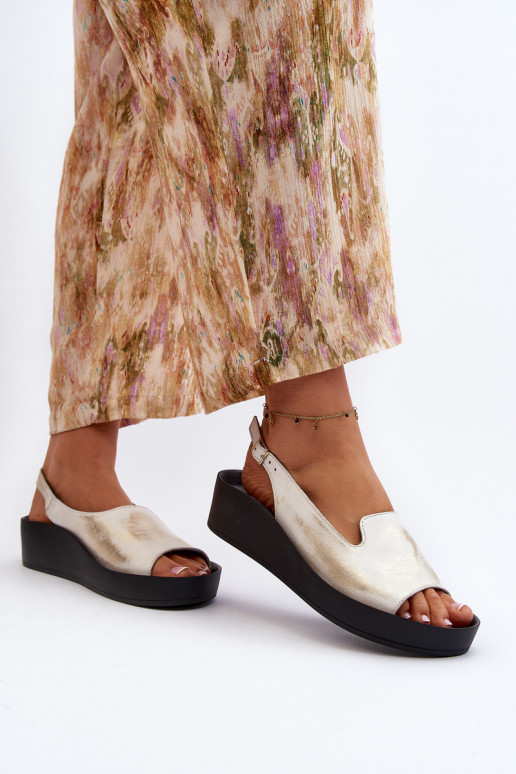 Zazoo 2893 Sandalias de mujer Piel na Gruesoj PodeszAie color dorado Przecierany Zazoo 2893 Sandalias de mujer Piel na Gruesoj PodeszAie color dorado Przecierany