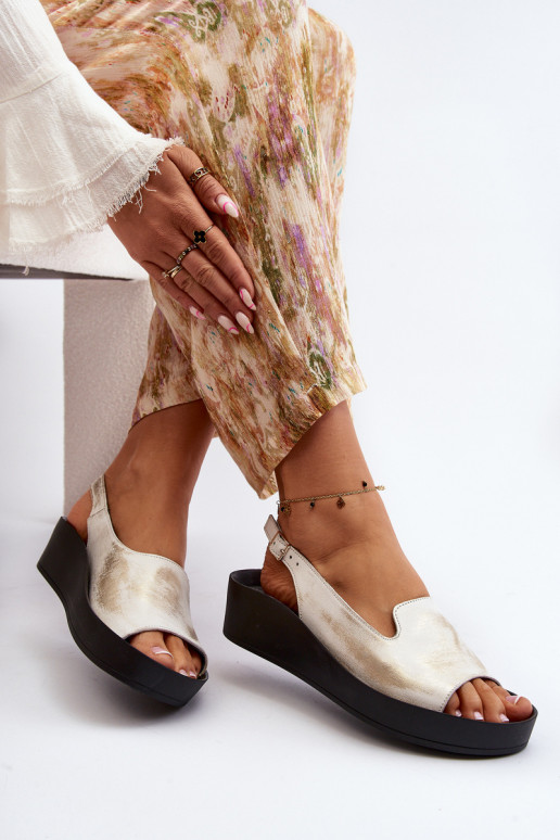 Zazoo 2893 Sandalias de mujer Piel na Gruesoj PodeszAie color dorado Przecierany Zazoo 2893 Sandalias de mujer Piel na Gruesoj PodeszAie color dorado Przecierany