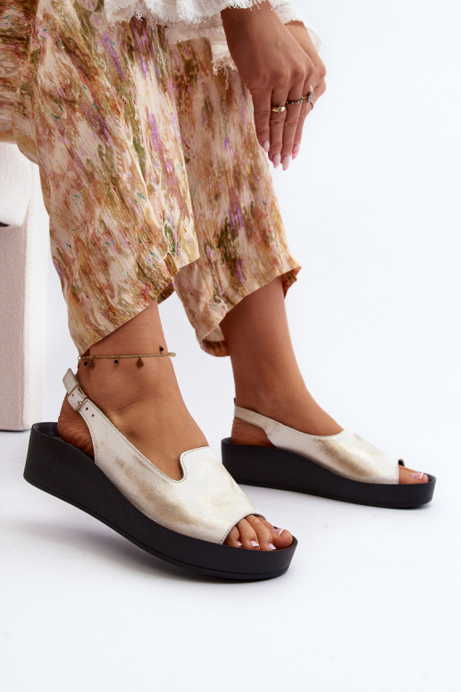 Zazoo 2893 Sandalias de mujer Piel na Gruesoj PodeszAie color dorado Przecierany Zazoo 2893 Sandalias de mujer Piel na Gruesoj PodeszAie color dorado Przecierany