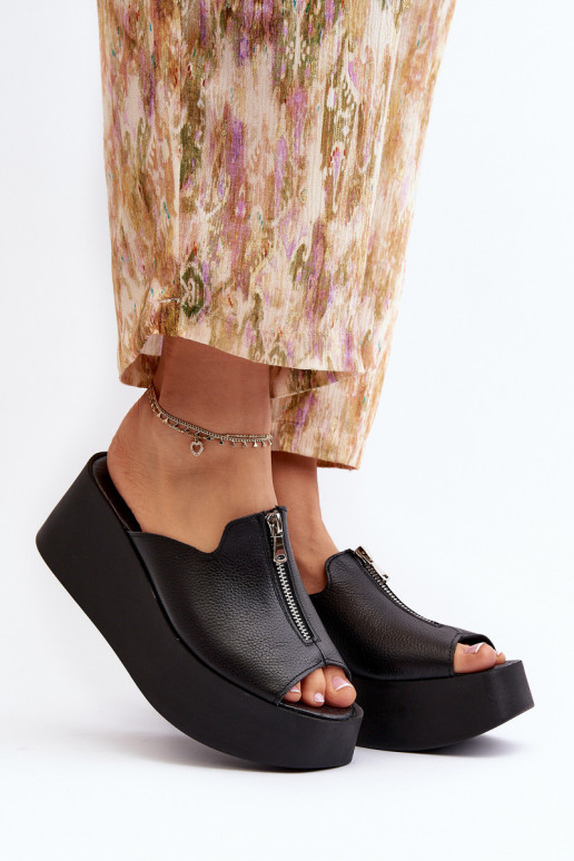 Zazoo 2916 Femenino Zapatillas con una plataforma con cremalleras de color negro Zazoo 2916 Femenino Zapatillas con una plataforma con cremalleras de color negro