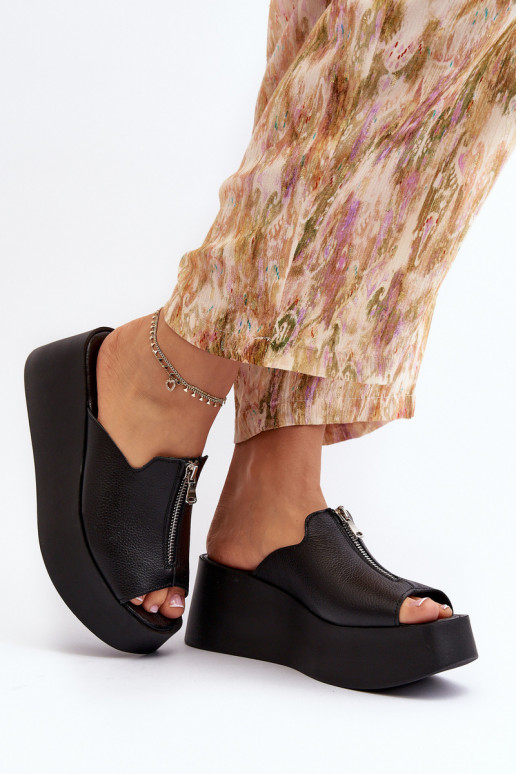 Zazoo 2916 Femenino Zapatillas con una plataforma con cremalleras de color negro Zazoo 2916 Femenino Zapatillas con una plataforma con cremalleras de color negro