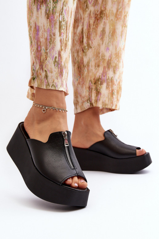 Zazoo 2916 Femenino Zapatillas con una plataforma con cremalleras de color negro Zazoo 2916 Femenino Zapatillas con una plataforma con cremalleras de color negro