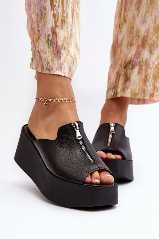 Zazoo 2916 Femenino Zapatillas con una plataforma con cremalleras de color negro Zazoo 2916 Femenino Zapatillas con una plataforma con cremalleras de color negro