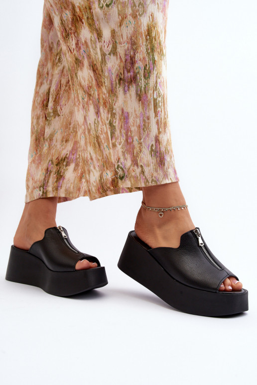 Zazoo 2916 Femenino Zapatillas con una plataforma con cremalleras de color negro Zazoo 2916 Femenino Zapatillas con una plataforma con cremalleras de color negro