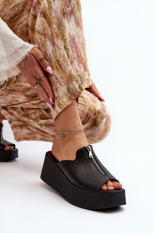 Zazoo 2916 Femenino Zapatillas con una plataforma con cremalleras de color negro Zazoo 2916 Femenino Zapatillas con una plataforma con cremalleras de color negro