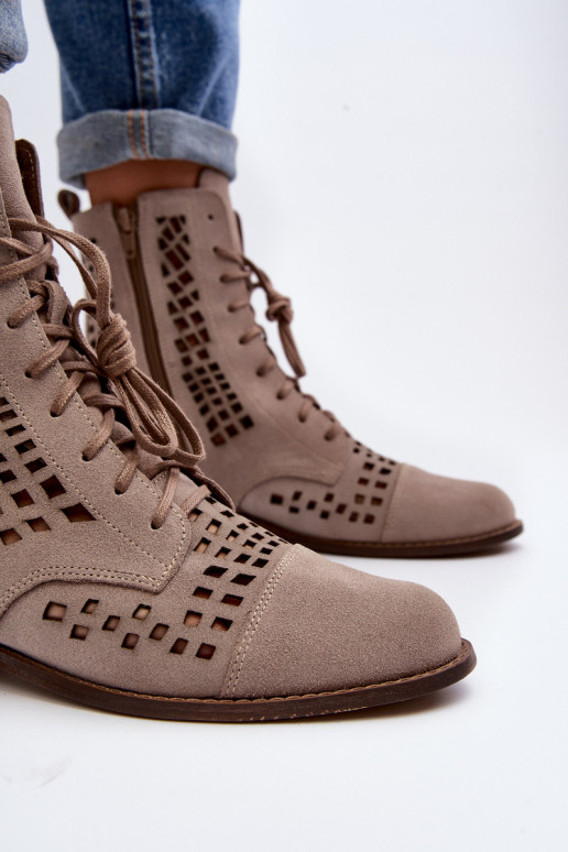 Zazoo 2627 con elementos calados Piel Botas beige Zazoo 2627 con elementos calados Piel Botas beige