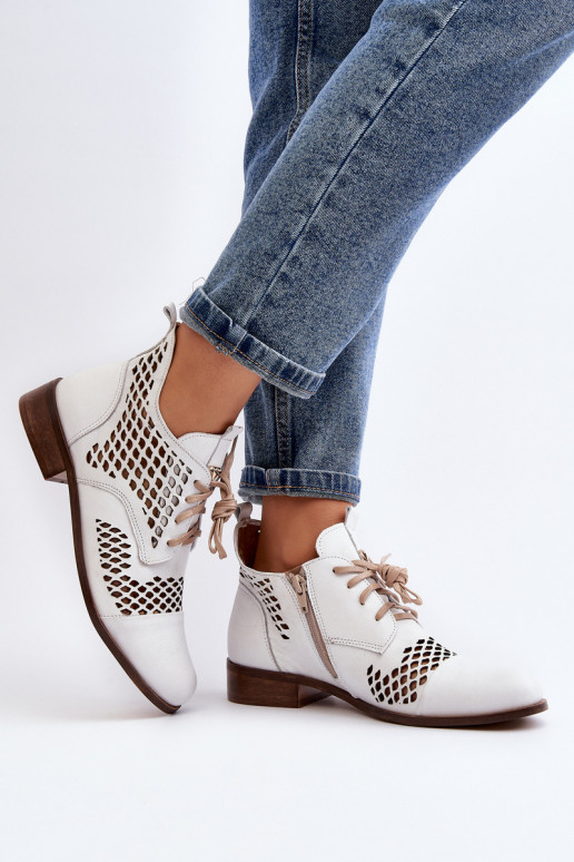 Zazoo 2704 Piel Botas caladas el color blanco Zazoo 2704 Piel Botas caladas el color blanco