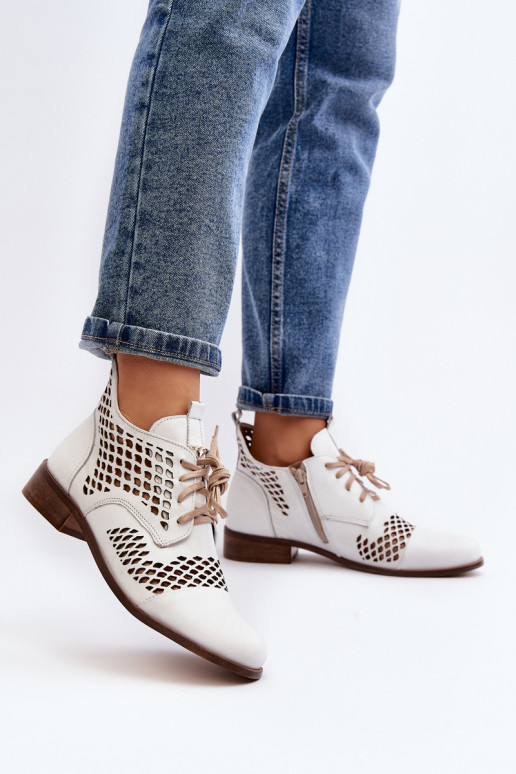 Zazoo 2704 Piel Botas caladas el color blanco Zazoo 2704 Piel Botas caladas el color blanco