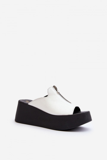 Zazoo 2916 zapatillas de mujer con plataforma y cremalleras, color blanco