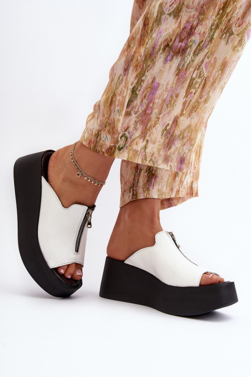 Zazoo 2916 Femenino Zapatillas con una plataforma con cremalleras el color blanco Zazoo 2916 Femenino Zapatillas con una plataforma con cremalleras el color blanco