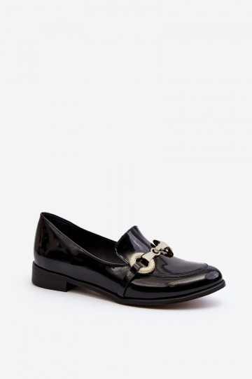 Zazoo 2880 mocasines para mujer con efecto charol y adornos, color negro