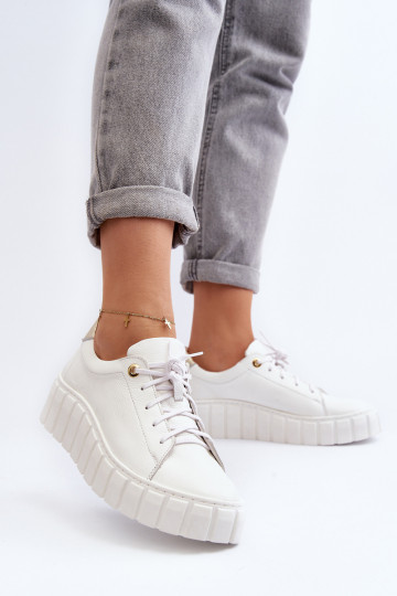 Zazoo 2919 Femenino Piel zapatos Sobre una suela gruesa el color blanco