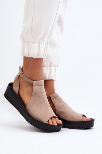 Zazoo 2914 sandalias de ante para mujer, color arena 2