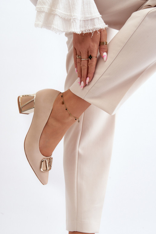 Estilo elegante Zapatos con adornos Laura Messi 2740 beige Estilo elegante Zapatos con adornos Laura Messi 2740 beige