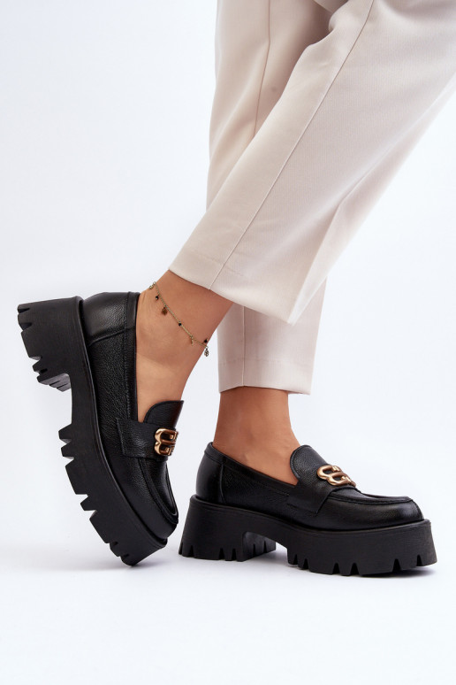 Zazoo 20164 Femenino Mocasines Hecho de cuero natural de color negro Zazoo 20164 Femenino Mocasines Hecho de cuero natural de color negro