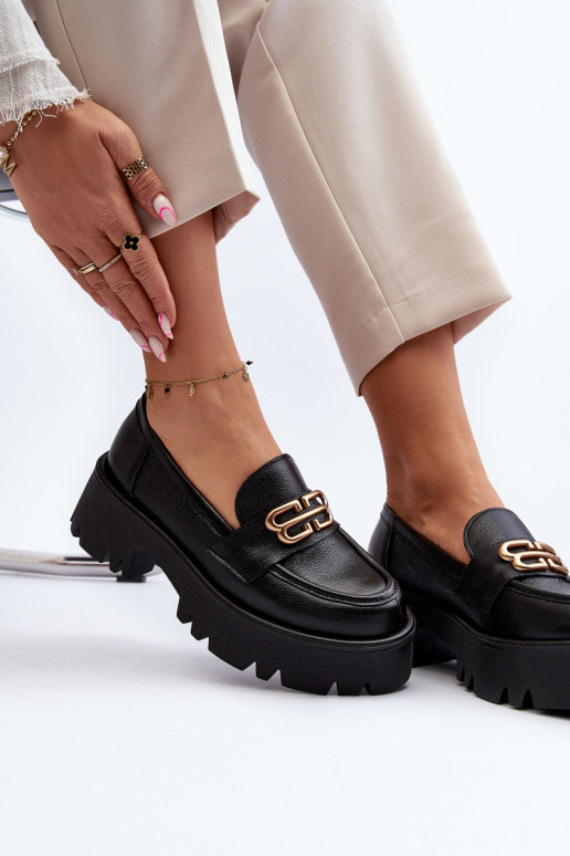 Zazoo 20164 Femenino Mocasines Hecho de cuero natural de color negro Zazoo 20164 Femenino Mocasines Hecho de cuero natural de color negro