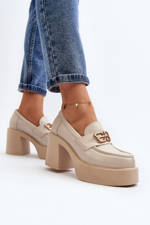 Zazoo 20170 zapatos Piel Femenino con tacones color marfil Zazoo 20170 zapatos Piel Femenino con tacones color marfil