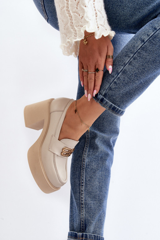 Zazoo 20170 zapatos Piel Femenino con tacones color marfil Zazoo 20170 zapatos Piel Femenino con tacones color marfil