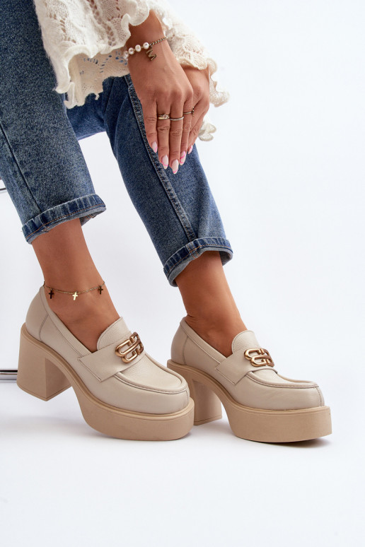 Zazoo 20170 zapatos Piel Femenino con tacones color marfil Zazoo 20170 zapatos Piel Femenino con tacones color marfil