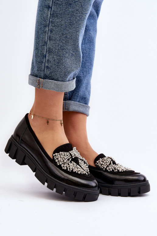 Mocasines lacados Femenino Laura Messi 2785 de color negro Mocasines lacados Femenino Laura Messi 2785 de color negro