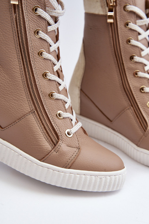 Zazoo 3081 Piel Zapatos de ocio en una cuña beige Zazoo 3081 Piel Zapatos de ocio en una cuña beige