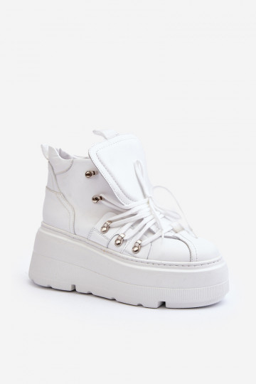 Zapatillas deportivas de mujer de cuero Zazoo 3416 color blanco