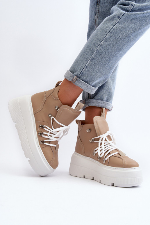 Zazoo 3416 Piel Femenino zapatillas beige Zazoo 3416 Piel Femenino zapatillas beige