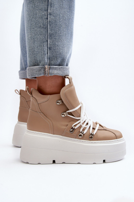 Zazoo 3416 Piel Femenino zapatillas beige Zazoo 3416 Piel Femenino zapatillas beige