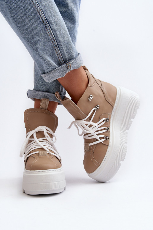 Zazoo 3416 Piel Femenino zapatillas beige Zazoo 3416 Piel Femenino zapatillas beige