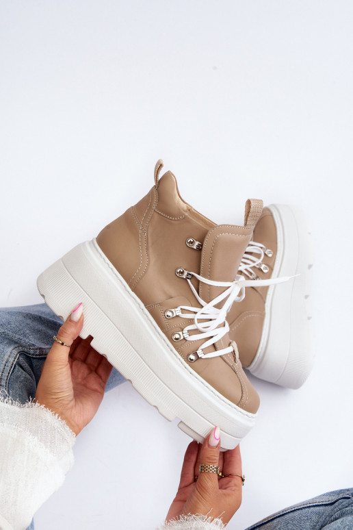 Zazoo 3416 Piel Femenino zapatillas beige Zazoo 3416 Piel Femenino zapatillas beige